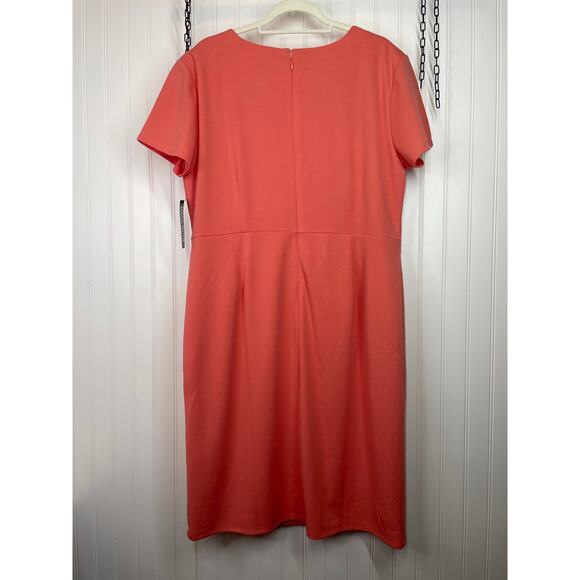 NWT New York and Company Peach Midi Sheath Dress Short Sleeve Office Size XXL - Picture 2 of 6